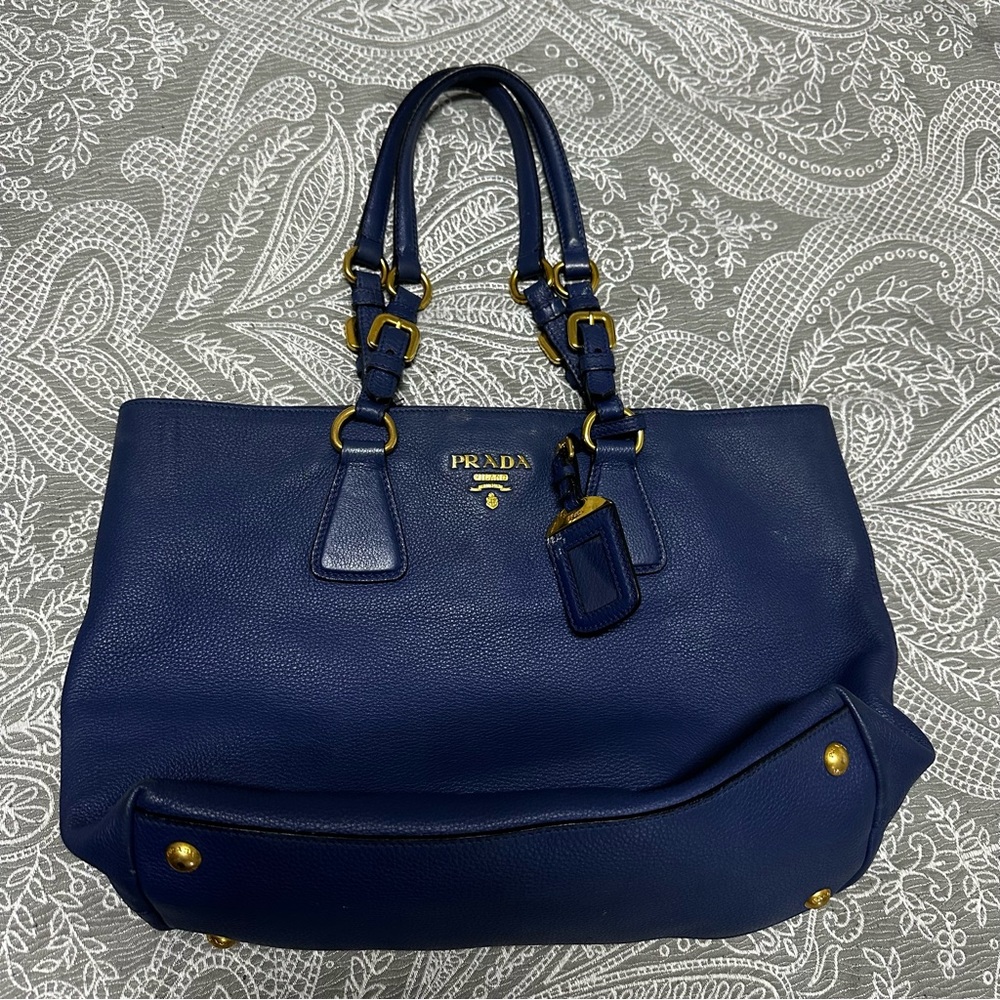 Blue leather Prada bag